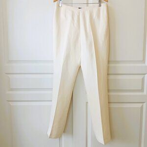 Dana Buchman Women's Ivory Linen Blend Aphrodite Boot Leg Lined Pant Size 12